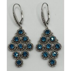Rarities Carol Brodie Sterling Silver London Blue Topaz White Zircon Earrings